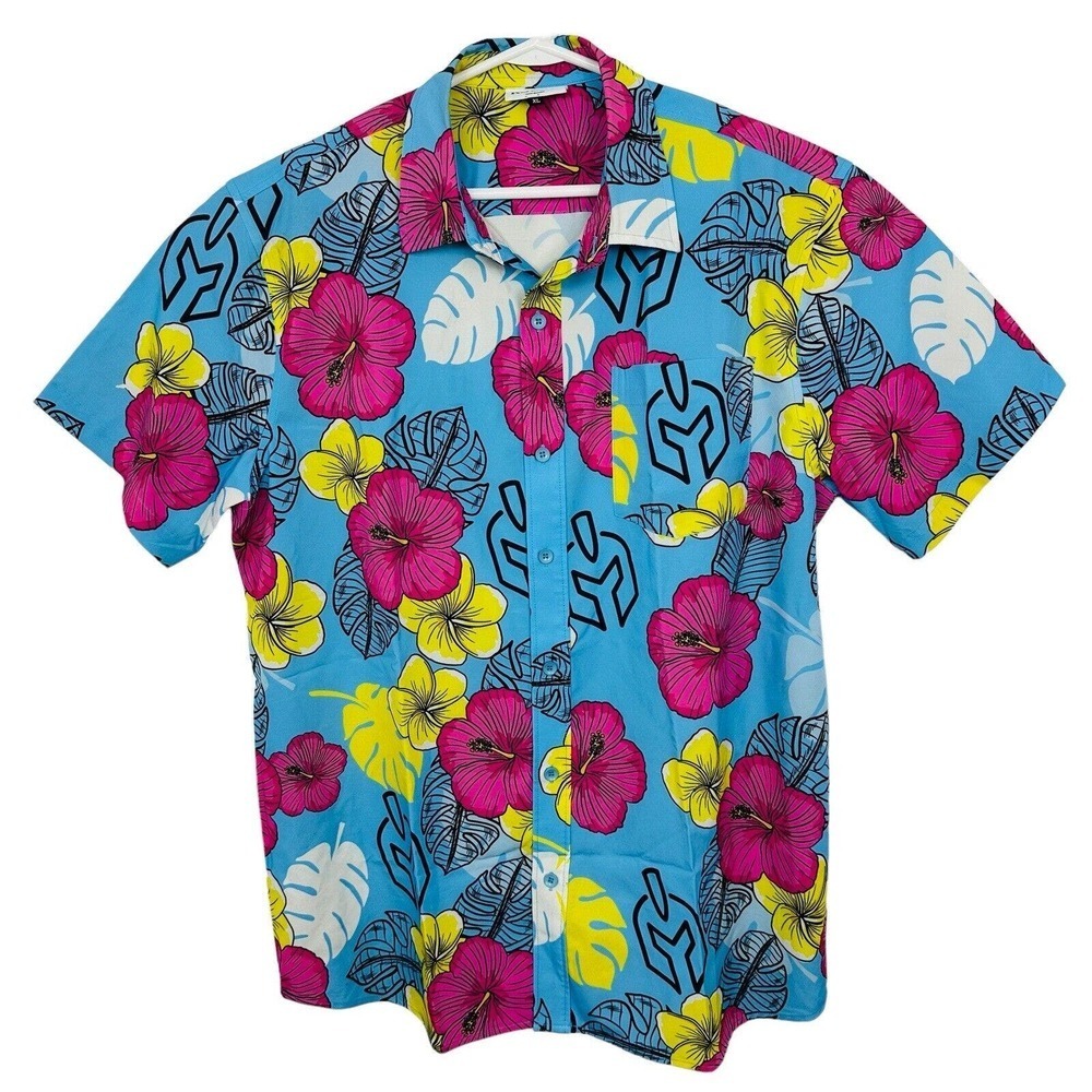 ROODY Hawaiian Shirt Molon Labe Spartan Tropical Floral Mens Size XL Multicolor